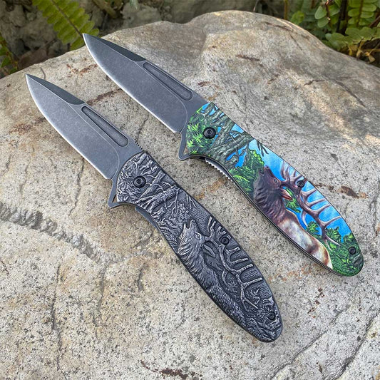 Male Deer Folding Knife Portable Camping Tool