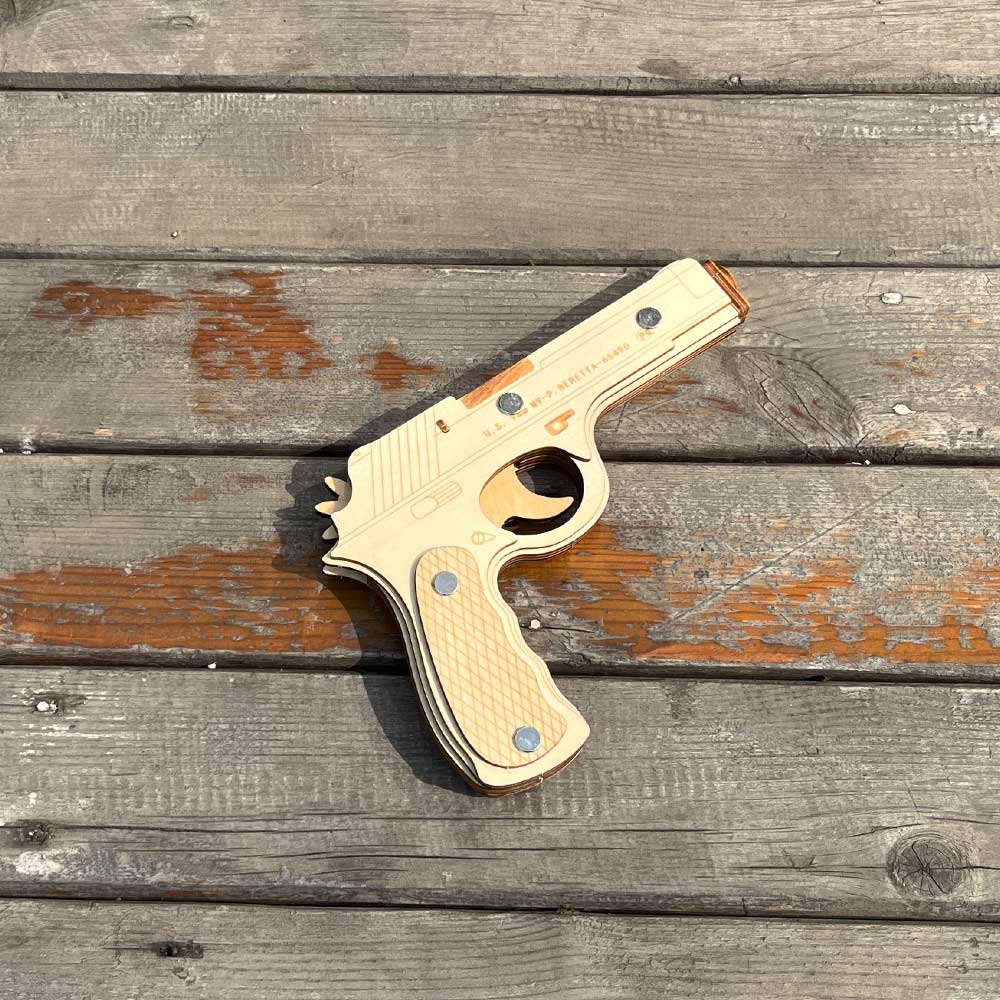 Assembled Beretta Wooden Rubber Band Gun Model Kit