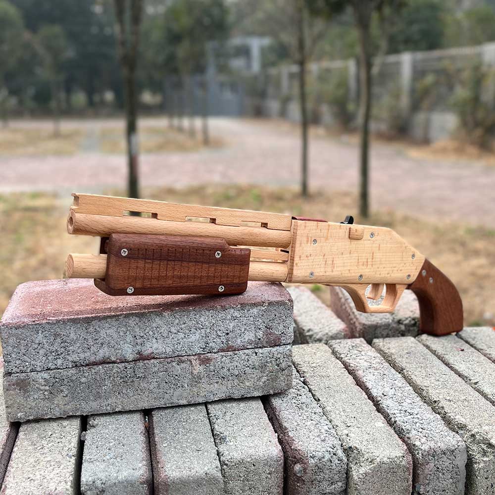 Assembled M37 Shotgun Rubber Band Wooden Replica Gun