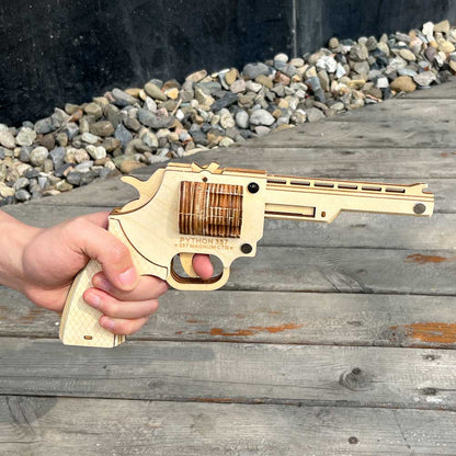 Assembled Revolver Wooden Rubber Band Gun Model Kit