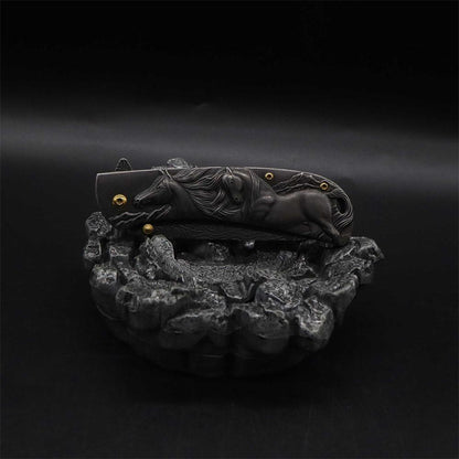 3D Horse Sculpture Folding Knife