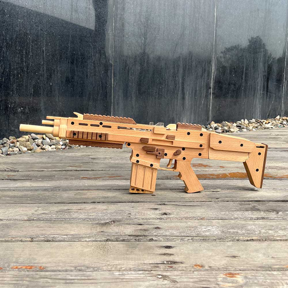 Wooden Scar Assault Rifle Replica Rubber Band Gun Model Kit