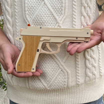 Solid Wooden Rubber Band M92F Pistol With Functional Clip
