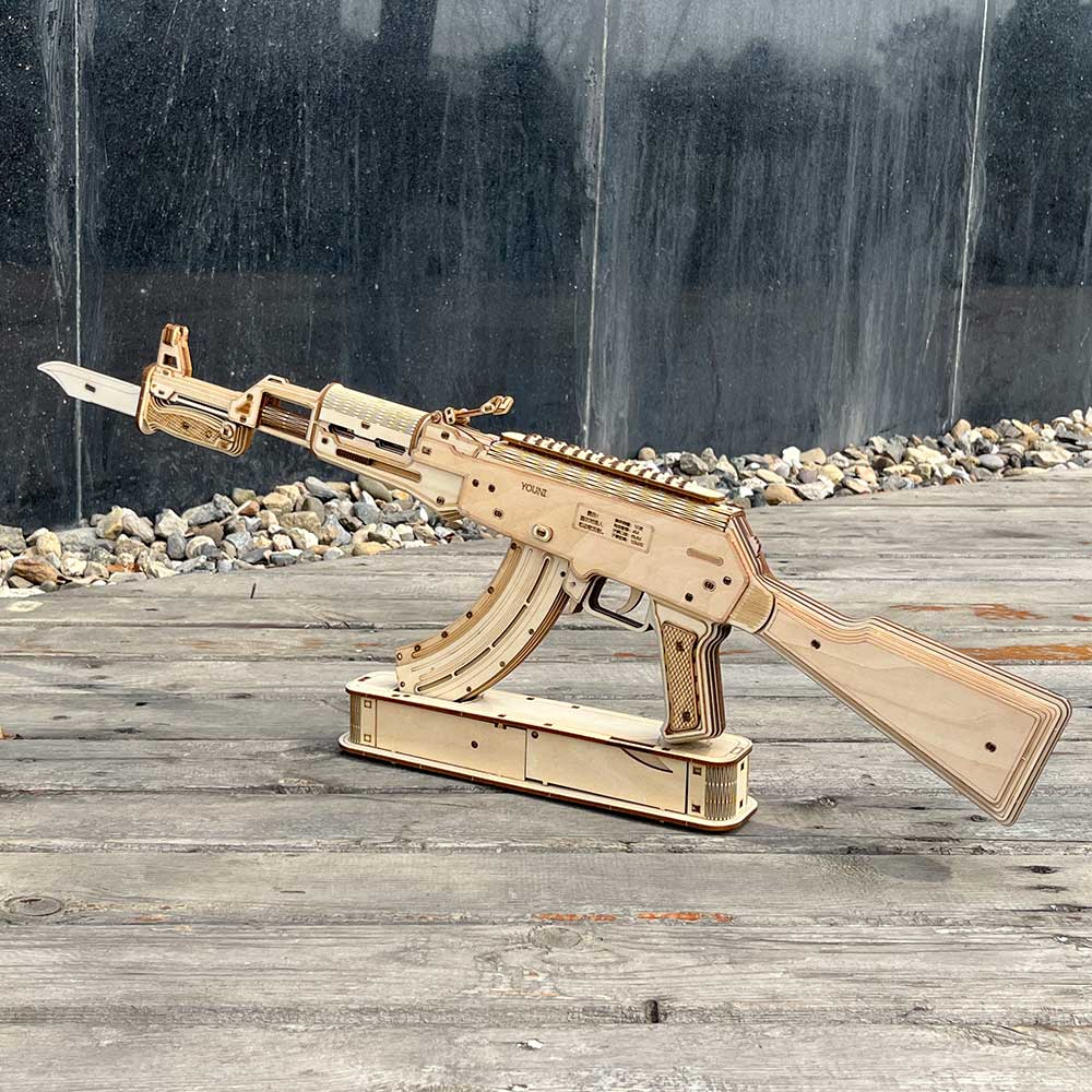 AK47 Wooden Rubber Band Replica Gun Model Kit