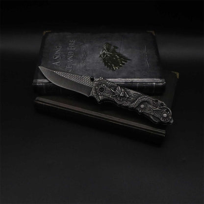 Evil Dragon Sculpture Knife Folding Knife