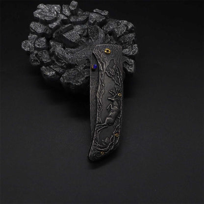 3D Sculpture Reindeer Folding Knife