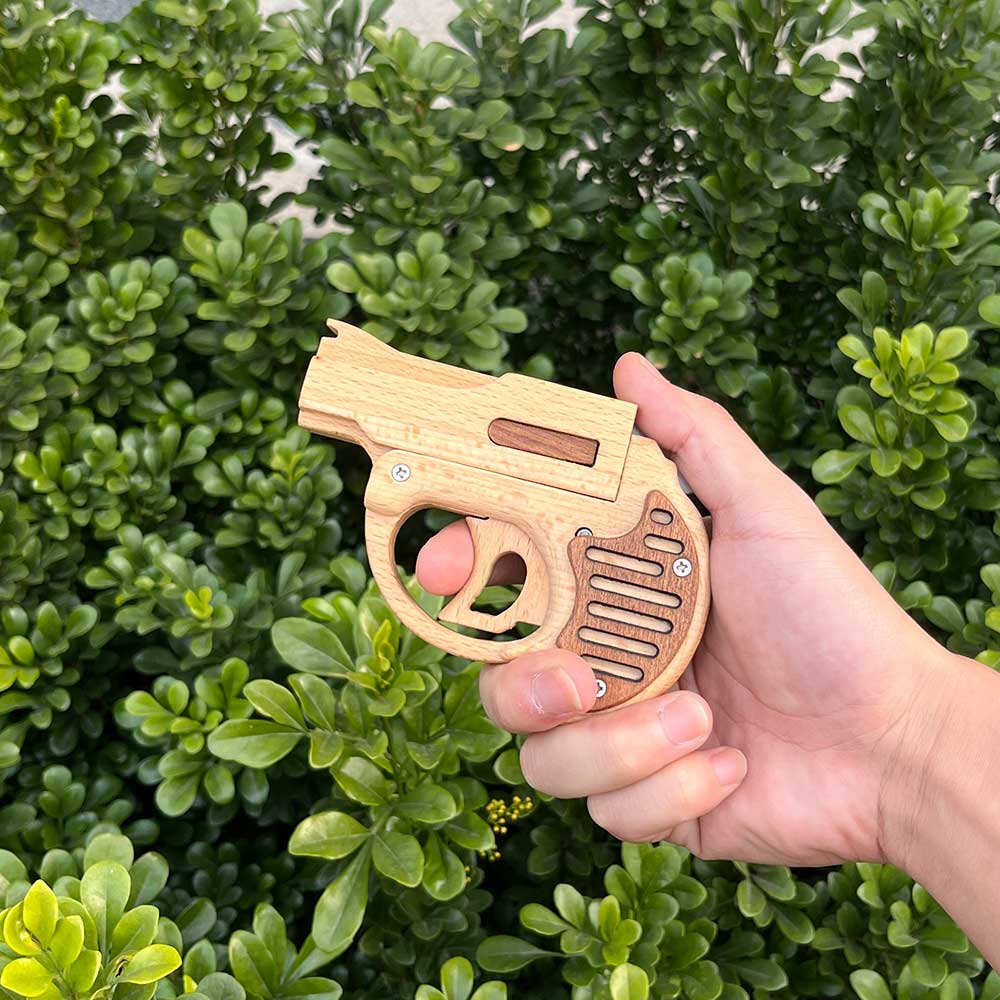 Mini Revolver Assembled Solid Wood Rubber Band Gun