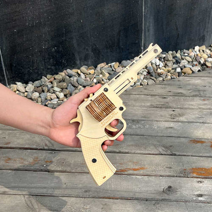 Assembled Revolver Wooden Rubber Band Gun Model Kit