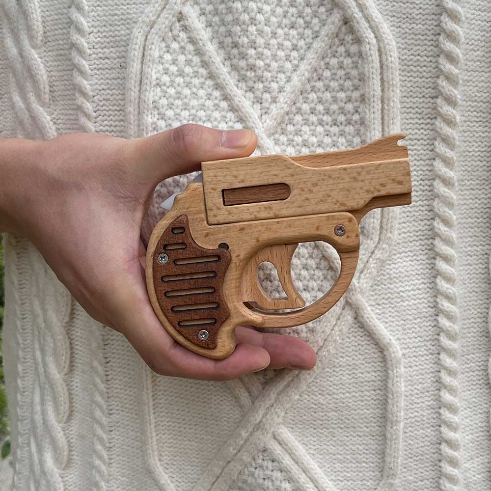 Mini Revolver Assembled Solid Wood Rubber Band Gun