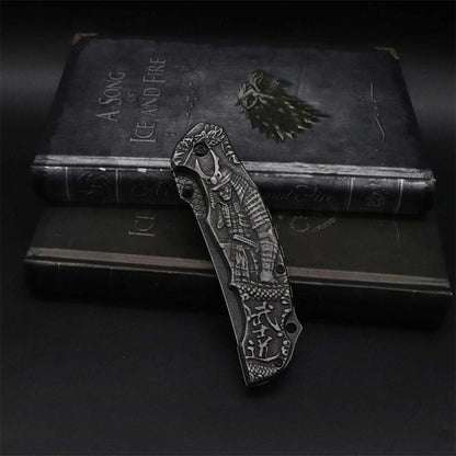 3D Samurai Sculpture Folding Knife