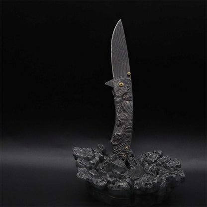 Wolf Head Relief Folding Knife