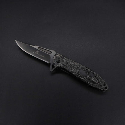 Fantastic Reindeer in the Mirror Folding Knife