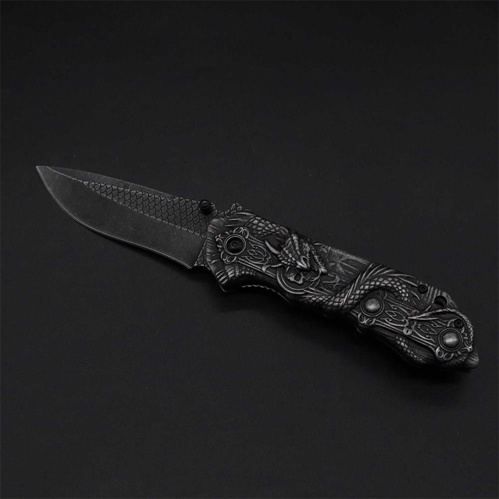 Evil Dragon Sculpture Knife Folding Knife