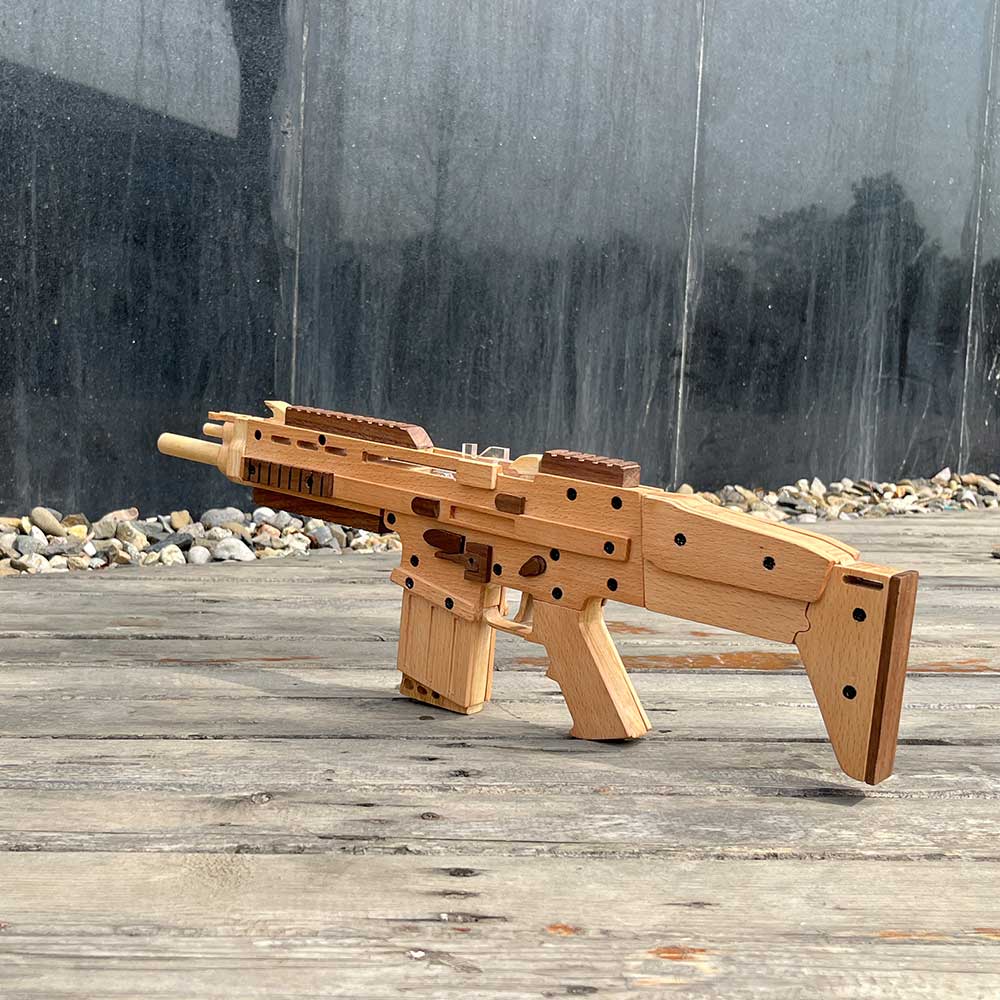 Wooden Scar Assault Rifle Replica Rubber Band Gun Model Kit