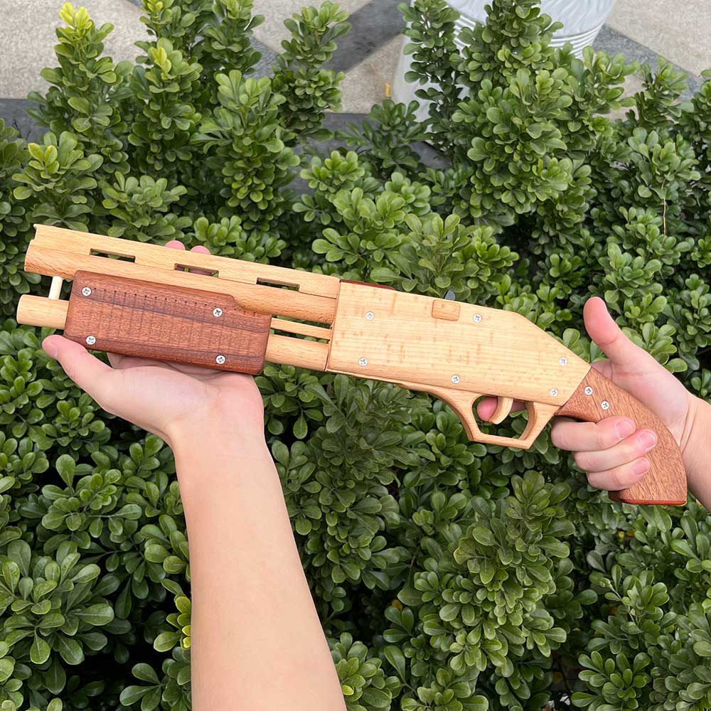 Assembled M37 Shotgun Rubber Band Wooden Replica Gun