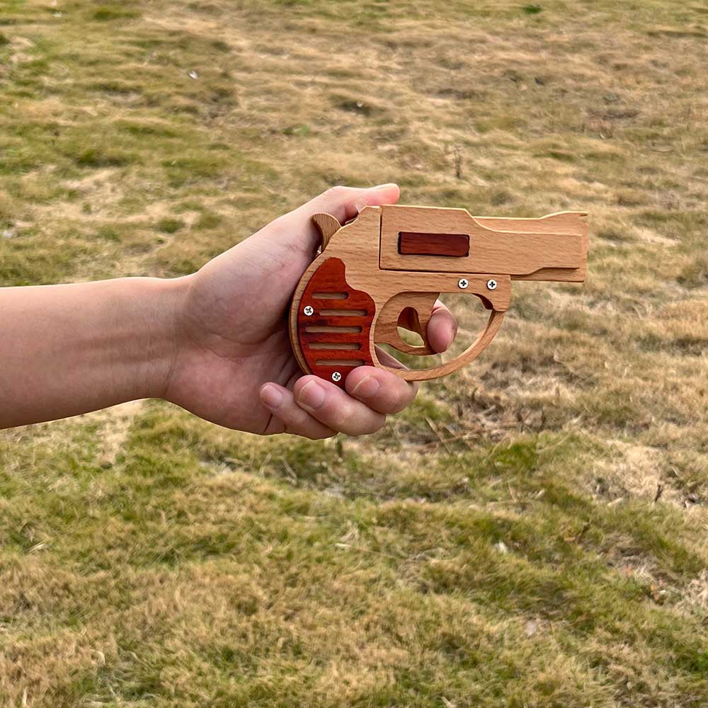 Solid Wood Mini Revolver Rubber Band Gun