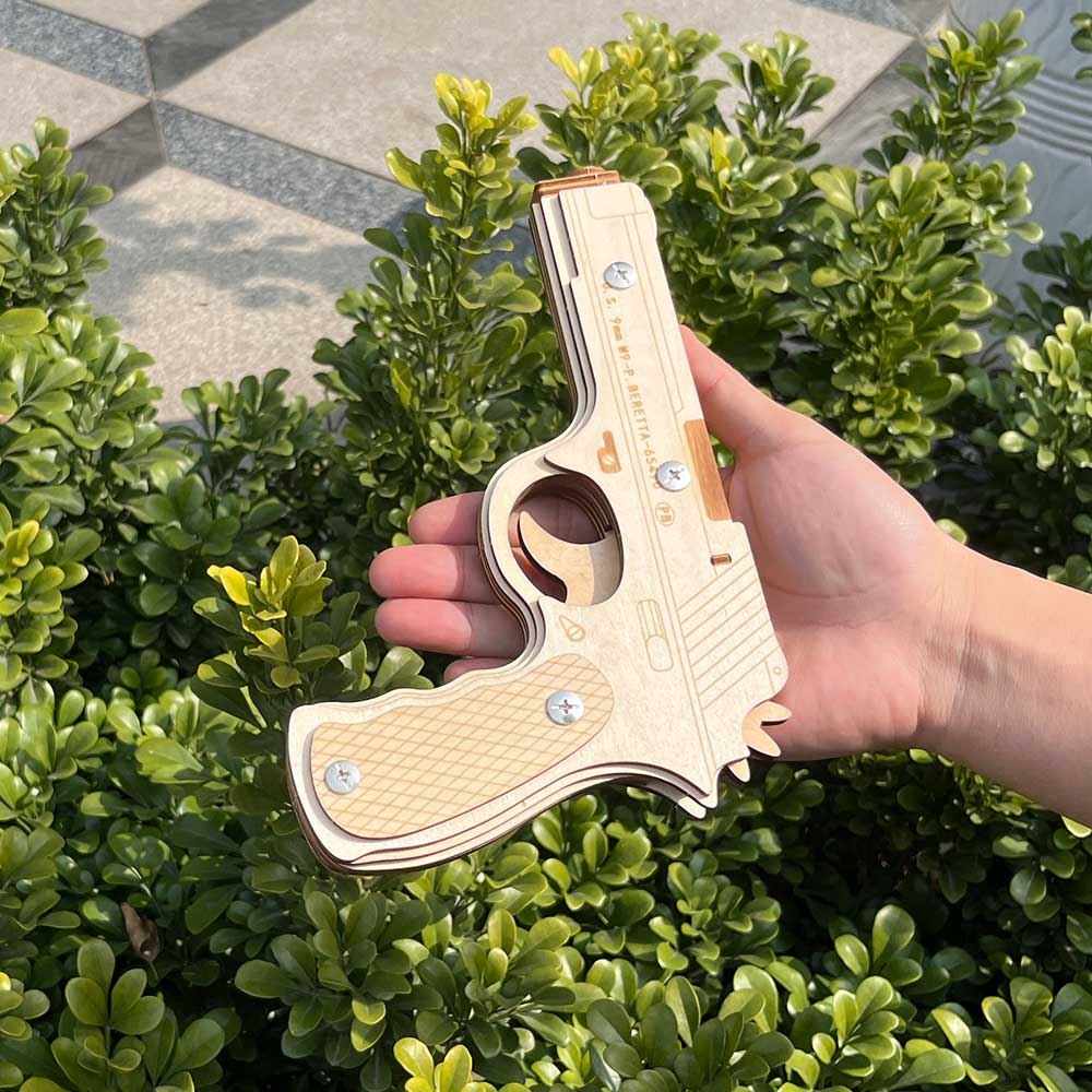 Assembled Beretta Wooden Rubber Band Gun Model Kit