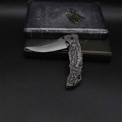 3D Samurai Sculpture Folding Knife