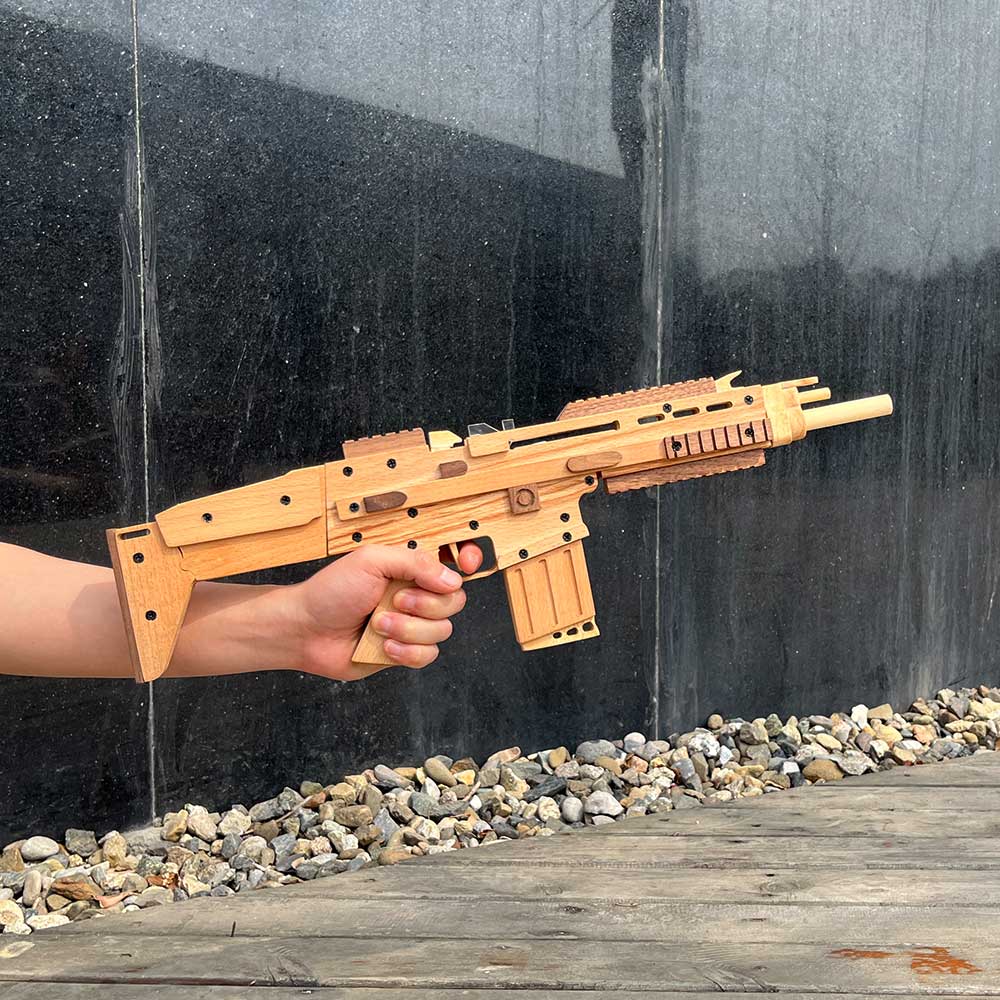 Wooden Scar Assault Rifle Replica Rubber Band Gun Model Kit