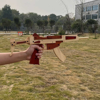 Solid Beech Wood MP5 SMG Replica Rubber Band Gun Model Kit
