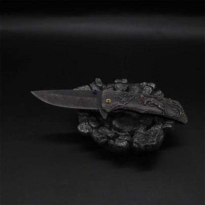 3D Sculpture Reindeer Folding Knife