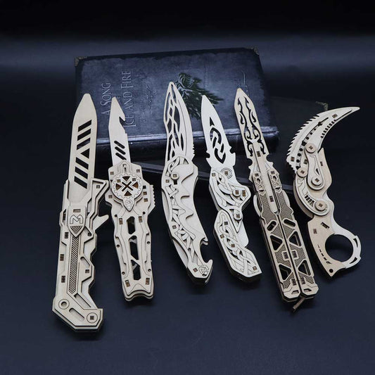 6 Cool Wooden Knife Model Kit 3D Blade Puzzle Toy