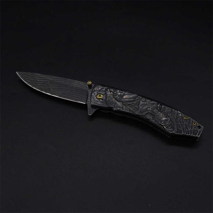 Wolf Head Relief Folding Knife