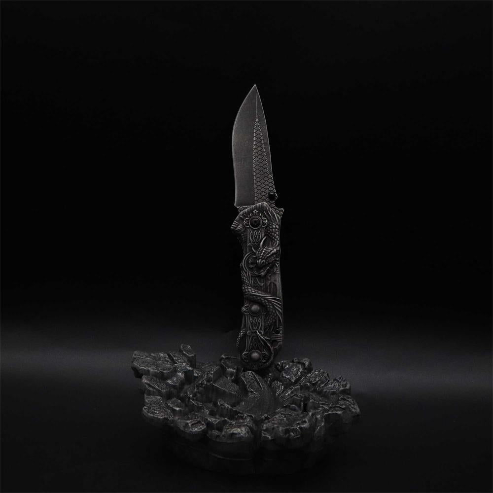 Evil Dragon Sculpture Knife Folding Knife