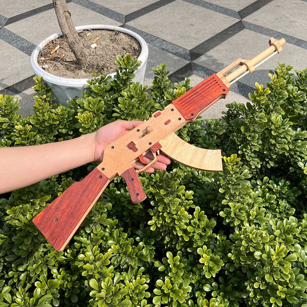 AK47 Wooden Replica Rubber Band Gun Model Kit