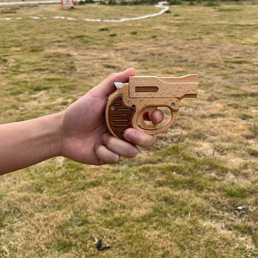 Mini Revolver Assembled Solid Wood Rubber Band Gun