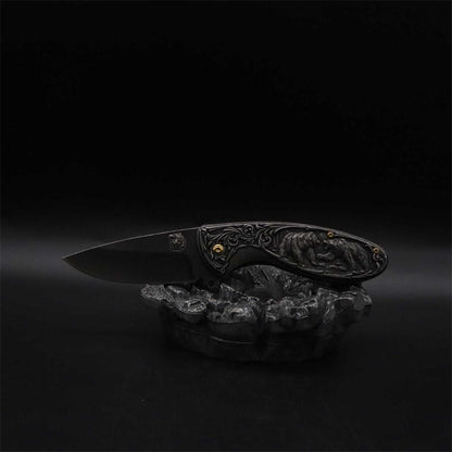 Brown Bear 3D Relief Folding Knife