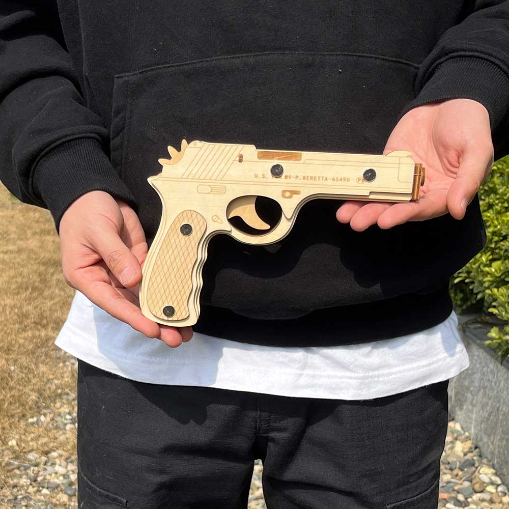 Assembled Beretta Wooden Rubber Band Gun Model Kit