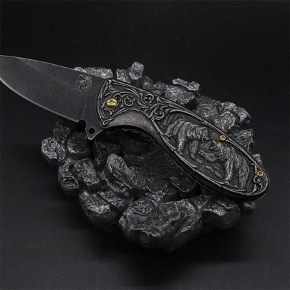 Brown Bear 3D Relief Folding Knife