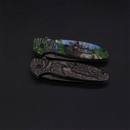 Male Deer Folding Knife Portable Camping Tool