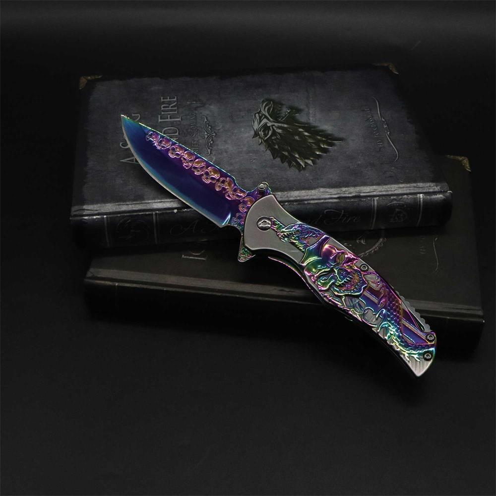 Snake Skull Relief Folding Knife