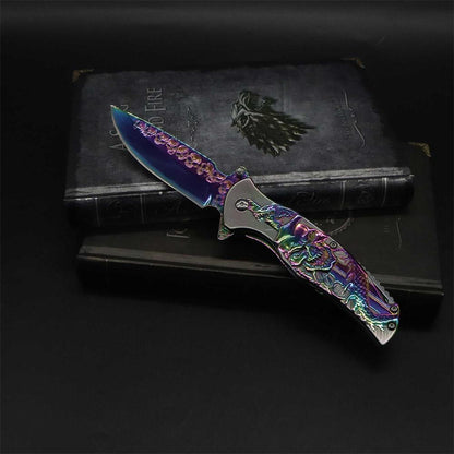 Snake Skull Relief Folding Knife