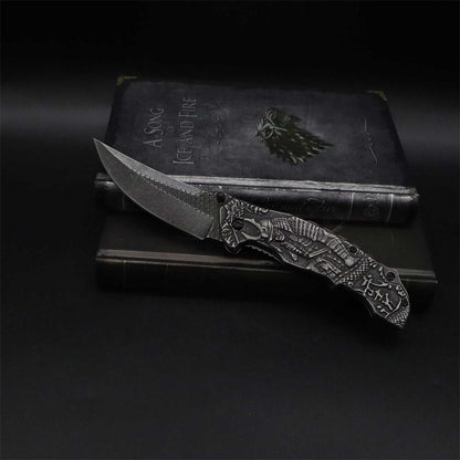 3D Samurai Sculpture Folding Knife