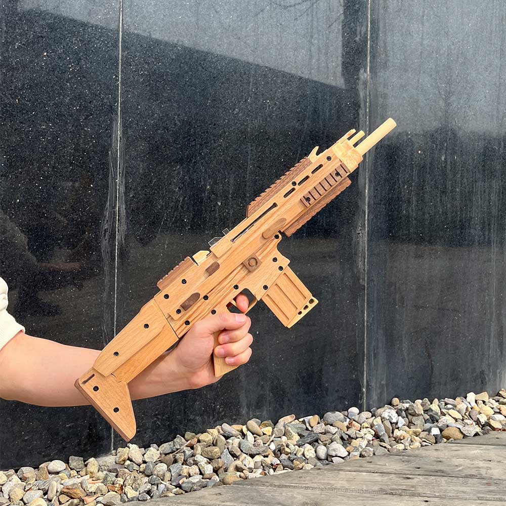 Wooden Scar Assault Rifle Replica Rubber Band Gun Model Kit