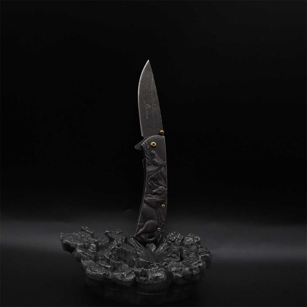 3D Horse Sculpture Folding Knife