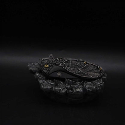 3D Sculpture Eagle Relief Folding Knife