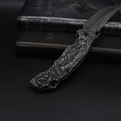 3D Samurai Sculpture Folding Knife