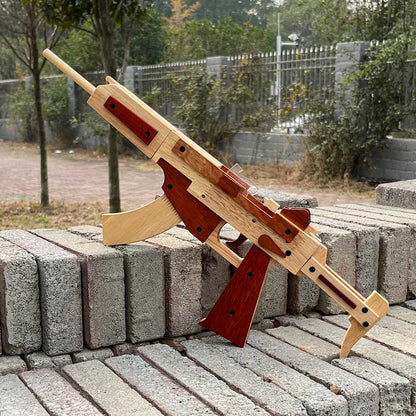 Solid Beech Wood MP5 SMG Replica Rubber Band Gun Model Kit