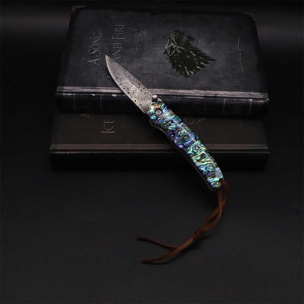 Damascus Knife Handmade Colored Folding Knife