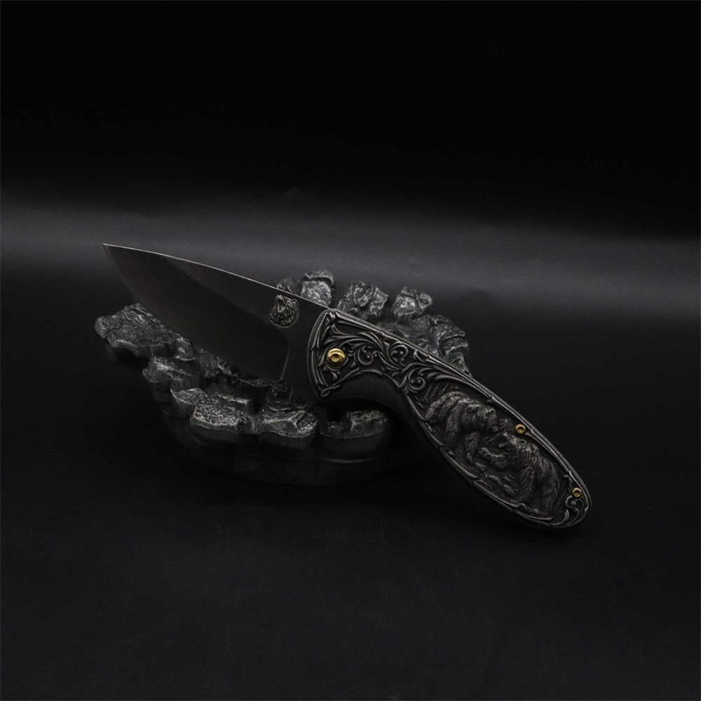 Brown Bear 3D Relief Folding Knife