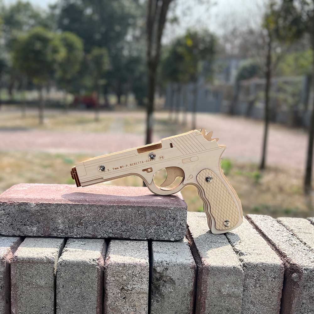 Assembled Beretta Wooden Rubber Band Gun Model Kit