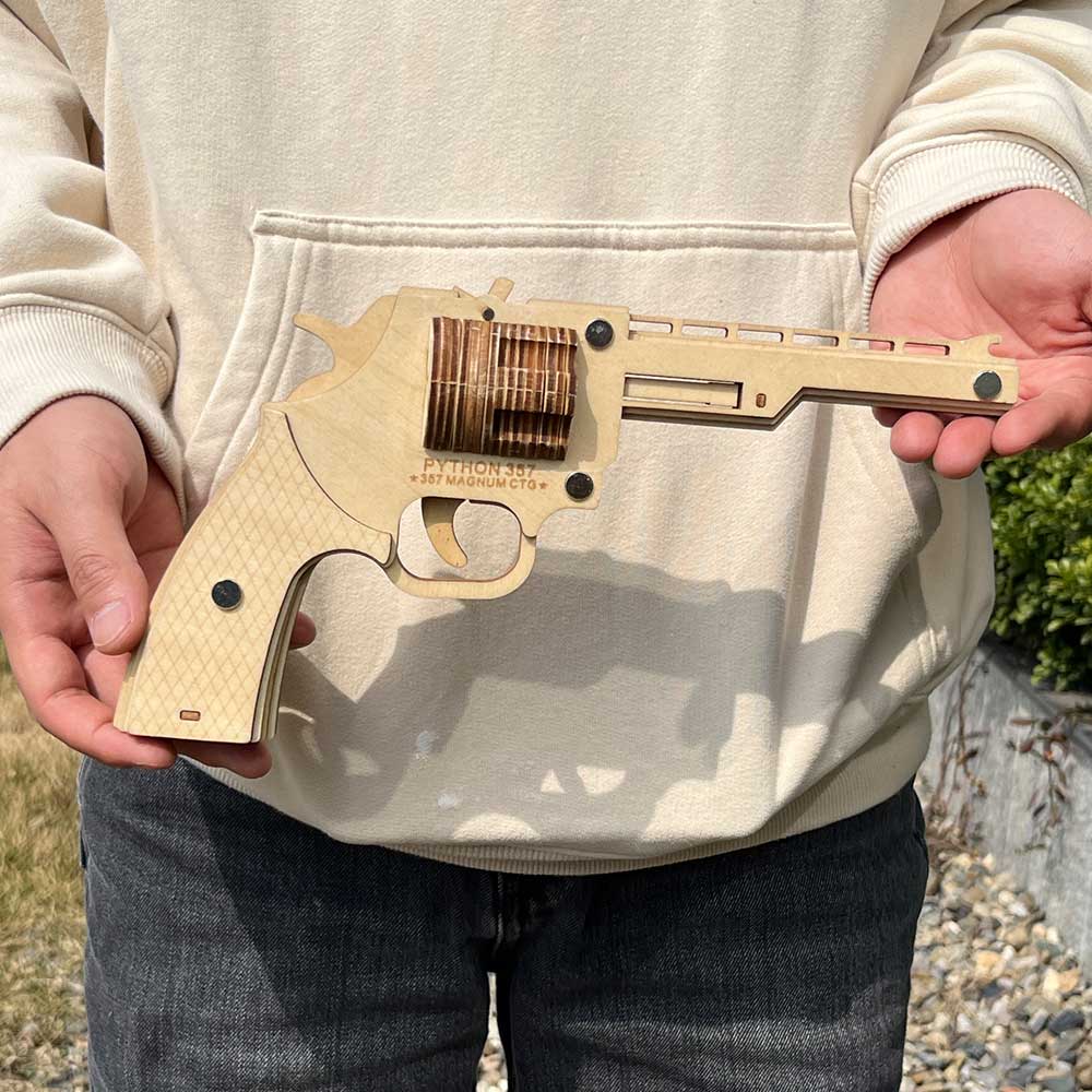 Assembled Revolver Wooden Rubber Band Gun Model Kit