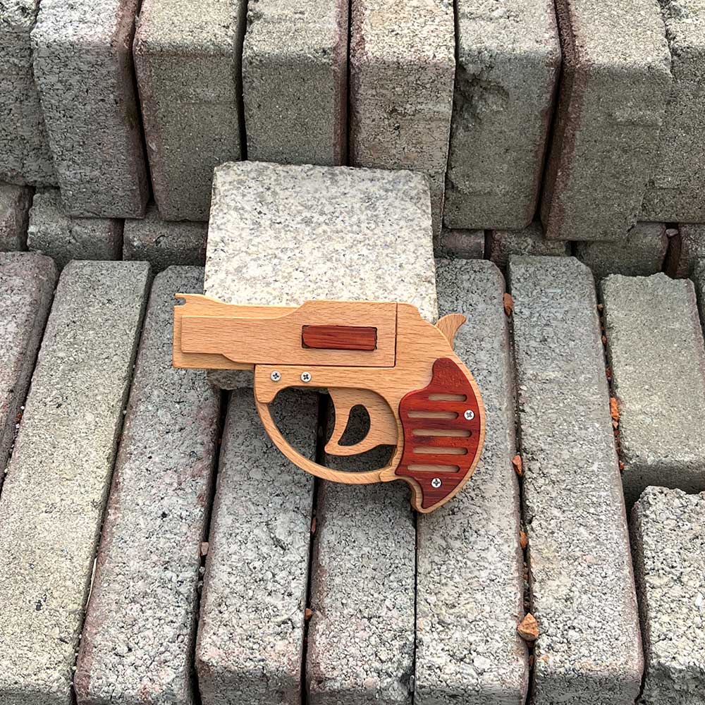 Solid Wood Mini Revolver Rubber Band Gun