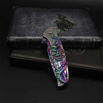 Snake Skull Relief Folding Knife