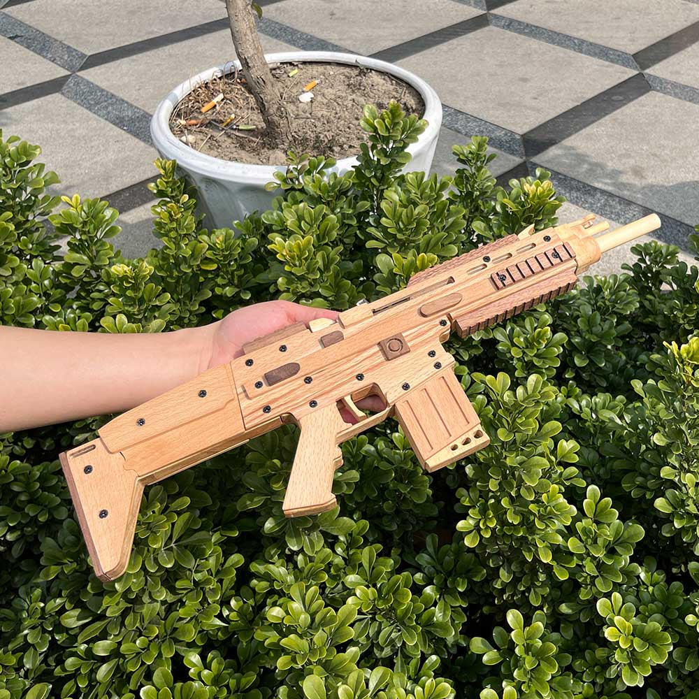 Wooden Scar Assault Rifle Replica Rubber Band Gun Model Kit