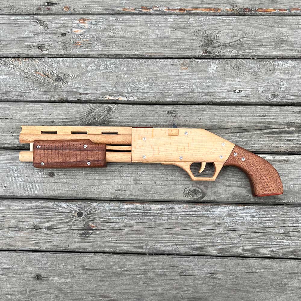 Assembled M37 Shotgun Rubber Band Wooden Replica Gun